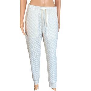 DSG Cozy Quilted Cream Joggers Womens Size Small Drawstring Waist Lounge Pants